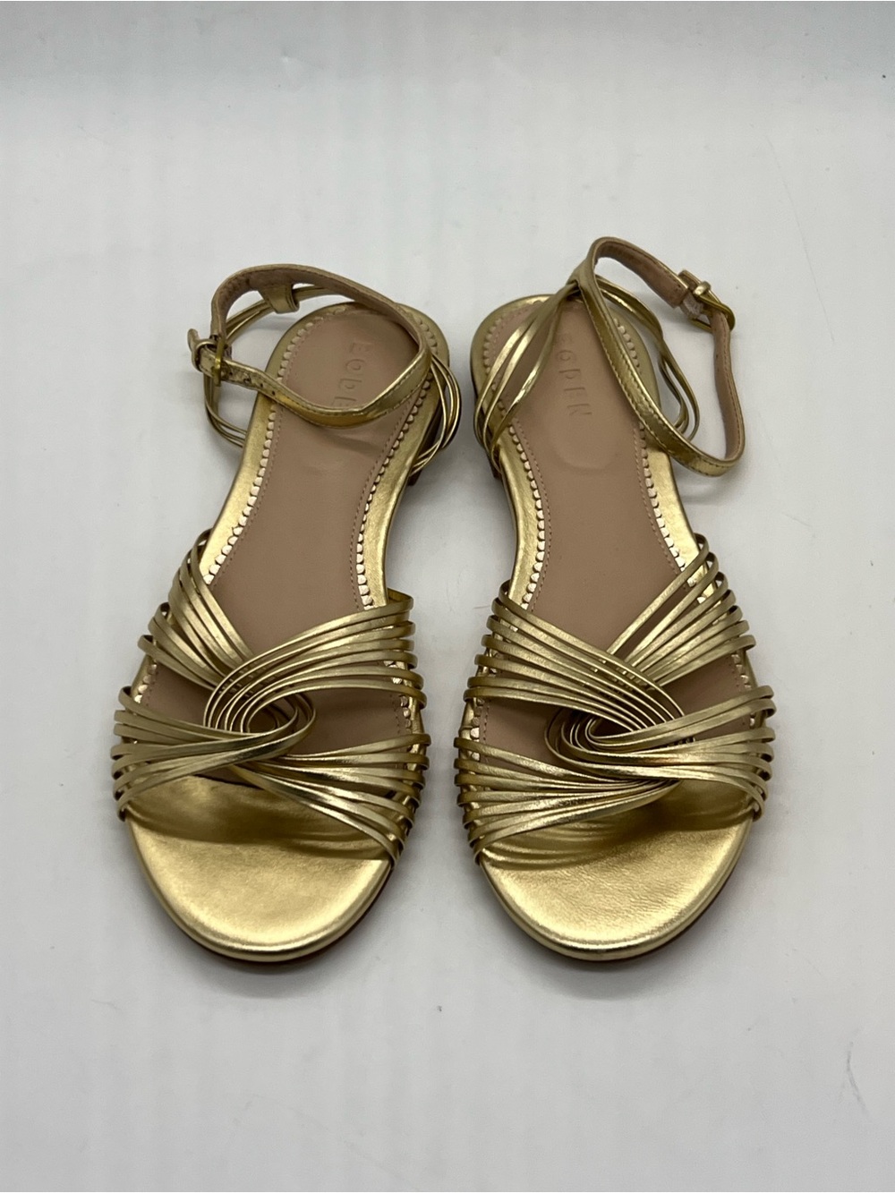 Boden Gold Twist Front Flat Sandals